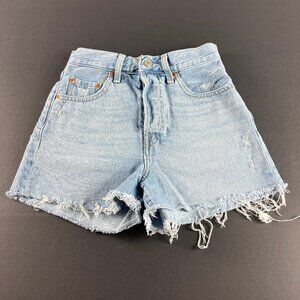 Levi's Jean Shorts Women's 24 Big E Ribcage High Rise Blue Cut Offs Denim Jorts
